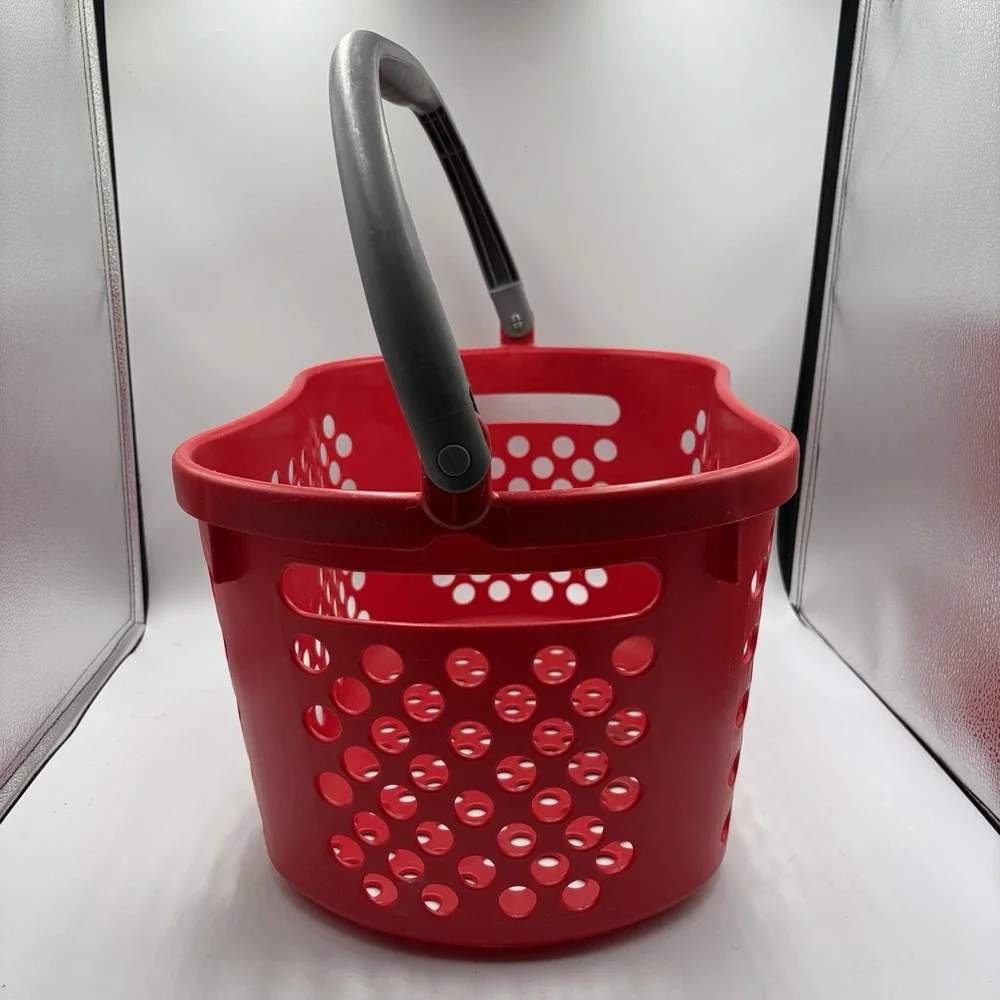Target Full Size Basket Gray Handle Red Bullseye Logo Shopping Storage 18x11